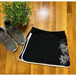 Athleta Women’s 0 Black White Floral Athletic Golf Tennis Lined Skort Skirt